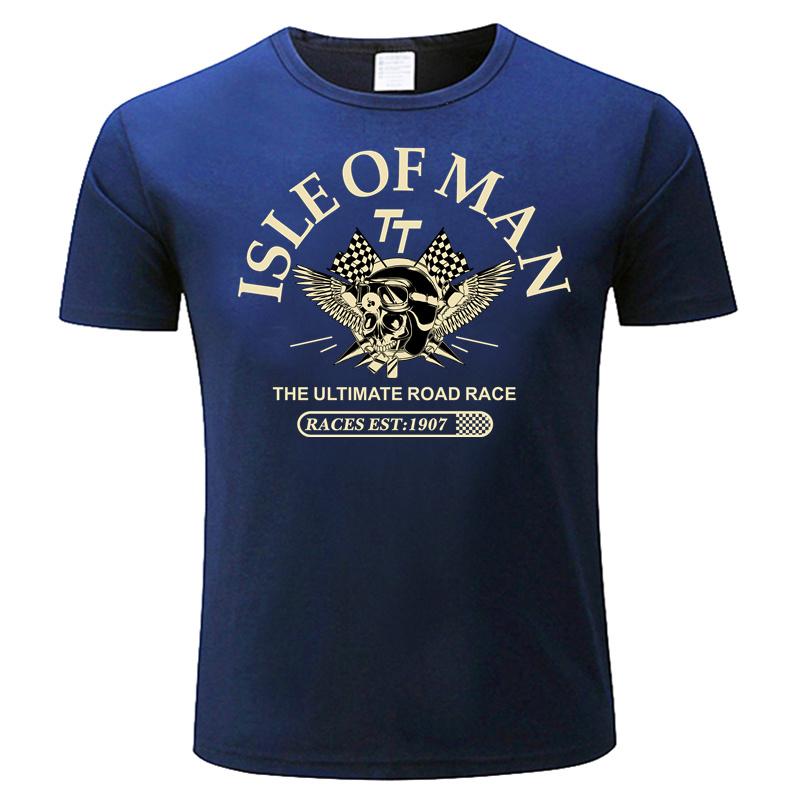 

Футболка мужская хлопковая Isle of Man TT Races The Ultimate Road Race EST1907 Skull Helmet T-Shirt Fashion T-Shirt XXXL