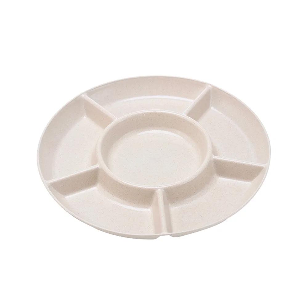 

1 шт. 6-секционный поднос для хранения продуктов, тарелка для закусок из сухофруктов, сервировочное блюдо для вечеринки, конфет, выпечки, орехов бежевый