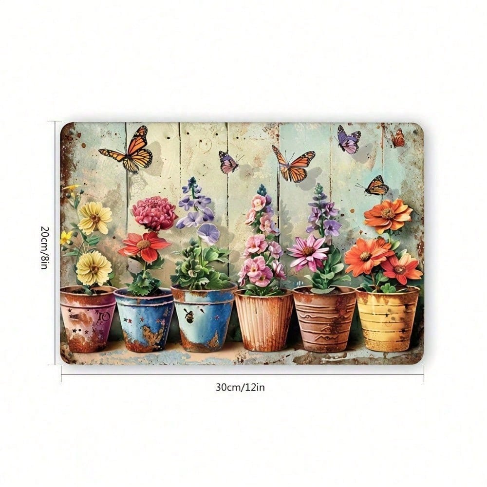 

Vintage Floral Metal Wall Art Rustic Garden Iron Plaque Home Office Decor 20x30cm разноцветный