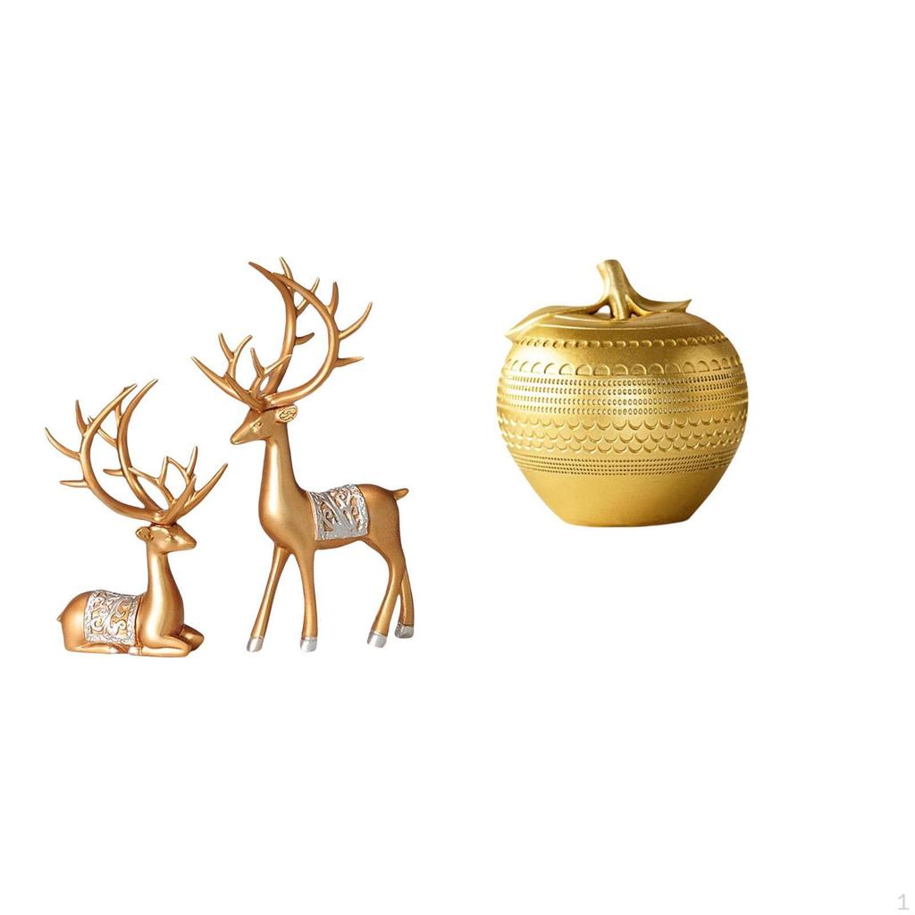 European Reindeer Resin Sculpture Collectable Art Figurine for Tabletop Bookshelf Dining Room