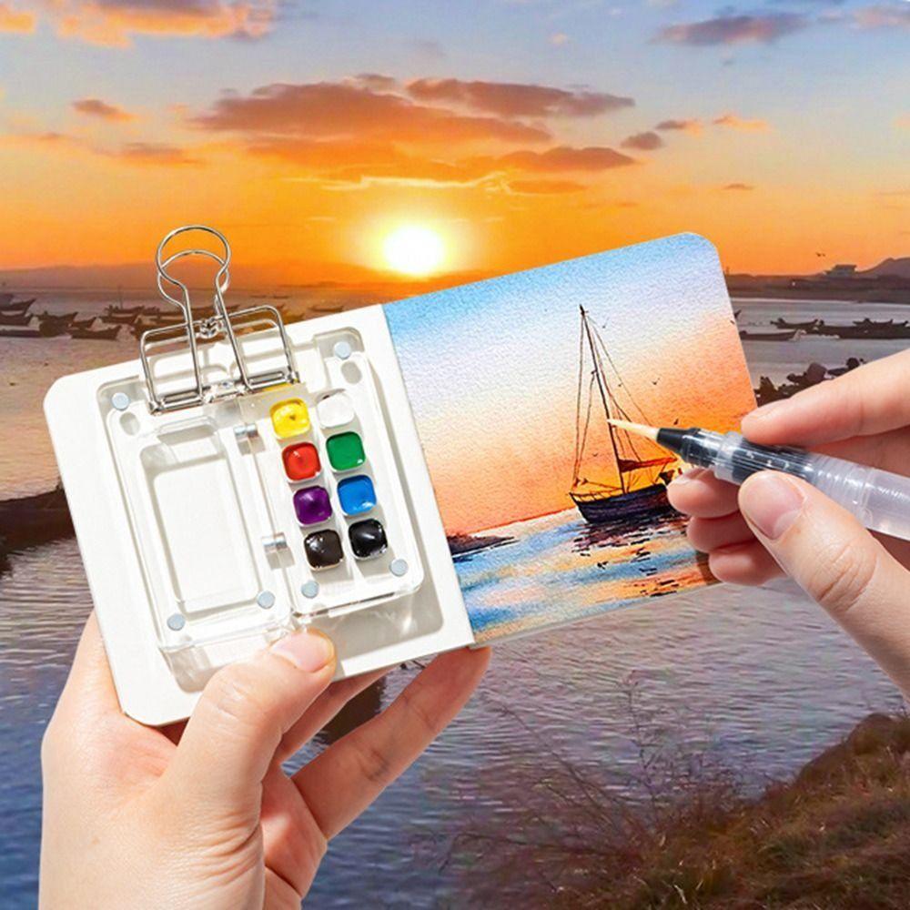 Quicksand Watercolor Paint Palette Magnetic Travel Painting Tray Paint Pigment Box Travel