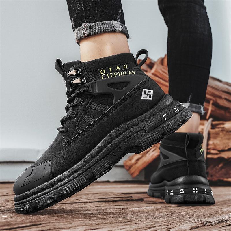 Autumn new thick-soled Martin boots men's high-top trendy British style short boots medium-top tooling boots men's outdoor boots
