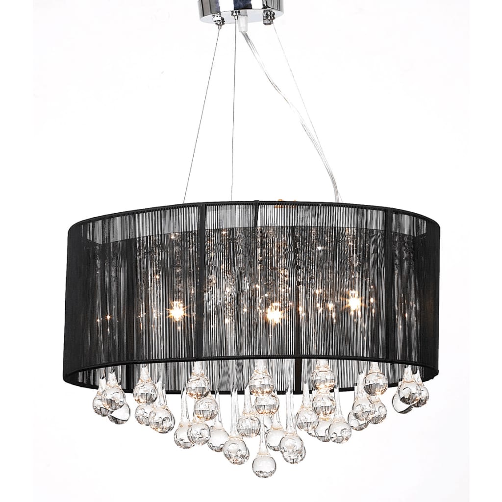 Kristall Kronleuchter mit 85 echten Glas Kristallen schwarz schwarz