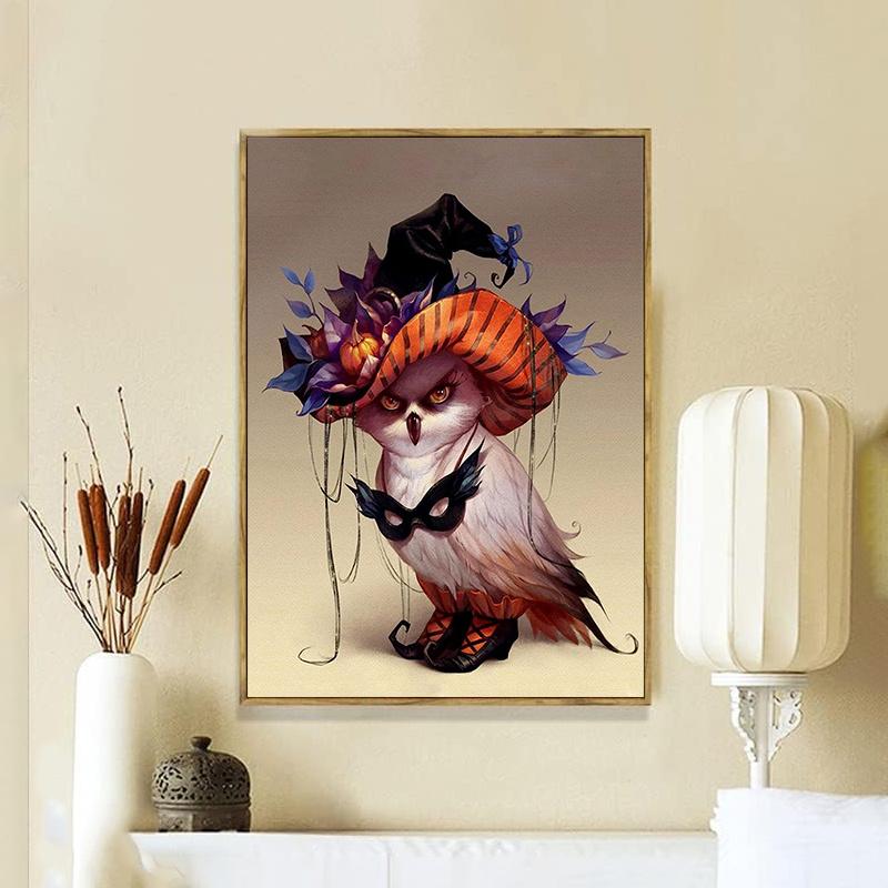 5D DIY Diamond Painting Owl Wearing Hat Cross Stitch Kit Mosaic Diamond Embroidery Rose Full Round/Square Drill Home Decoration