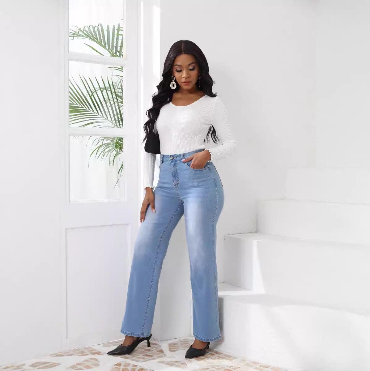 

Women s Retro High-Stretch Loose Fit Straight Denim Jeans 2XL