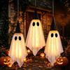 Hanging Spirit Figure Set for Halloween, 3 Fabric Draped Seasonal Accents for Living Room Porch Doorway and Themed Party Display Use