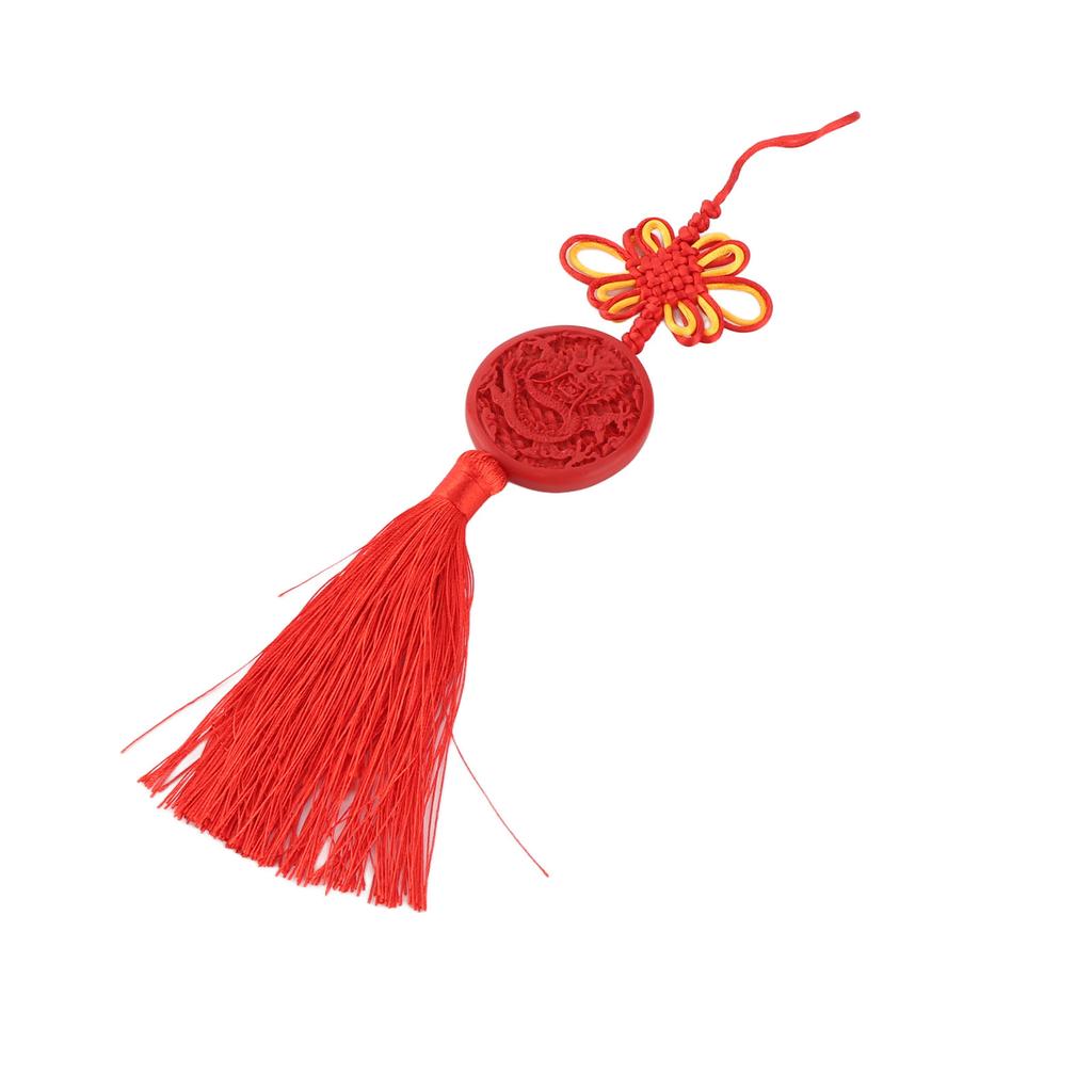Chinese Lacquer Carved Hanging Ornament New Year Traditional Lacquerware Chinese Knot Car Pendant