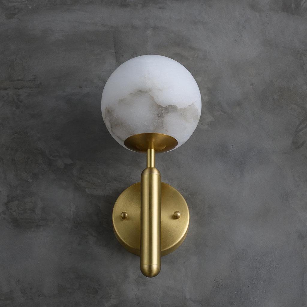 Nordic All-Copper Marble Wall Lamp for Living Room, Bedroom, and Hallway