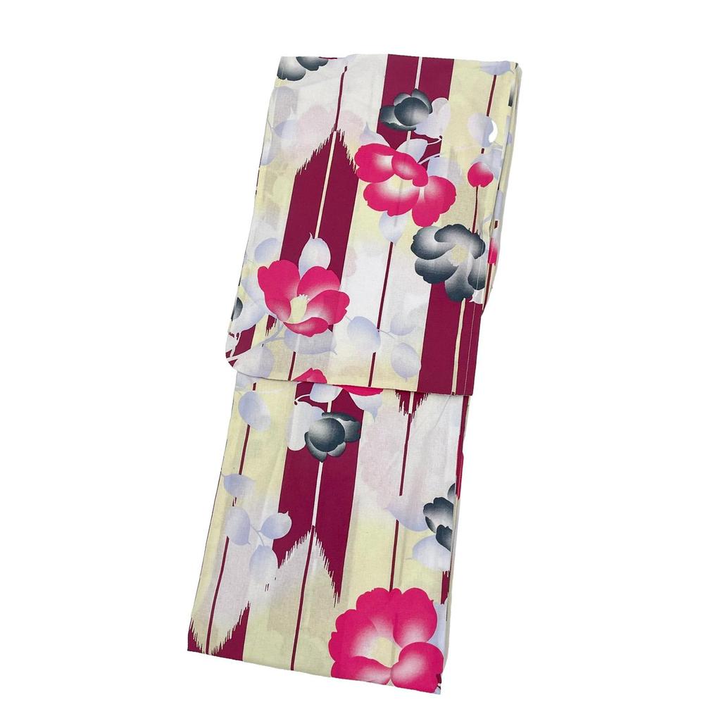 Fuuka Yukata Einheitsgröße Yagasuri Kamelie Wein Farbe Hergestellt in Wisteria X3310B255 Damen Zweiteiler, Alle, Muster, Muster, (Heko Obi, Japan, Farbe)