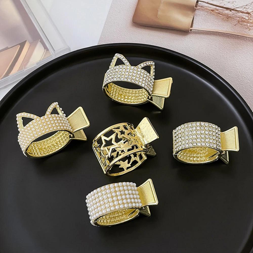 New Pearl Rhinestone Hair Claws Girl High Ponytail Clip Fixed Pin Claw  Advanced Sense  Accessories Headwear