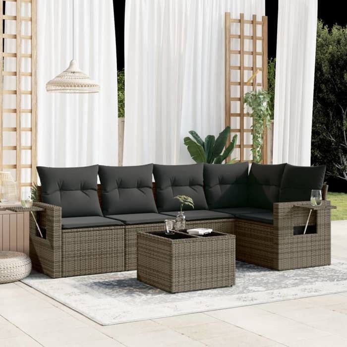 VidaXL Garden Lounge Set with Cushions 6 Pcs, Patio Sofas, Patio Furniture Set, Outdoor Furniture, Grey 3220139