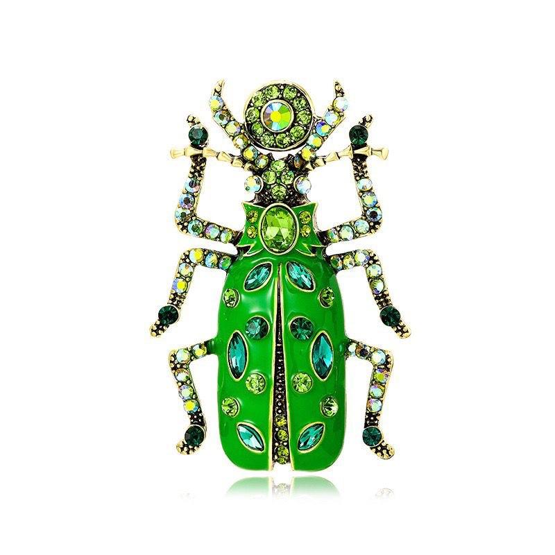 Large Beetle Brooches for Women Unisex Rhinestone Enamel Insect Pins Banquet Party Backpack Gifts Jewelry Accessories