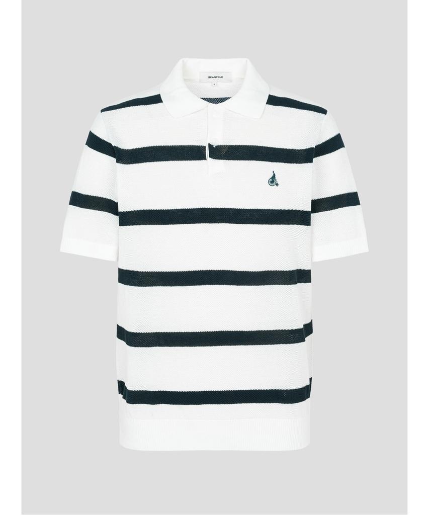 Binpolmen Bold Stripe Collared Neck Knit White (Bc5451C421)