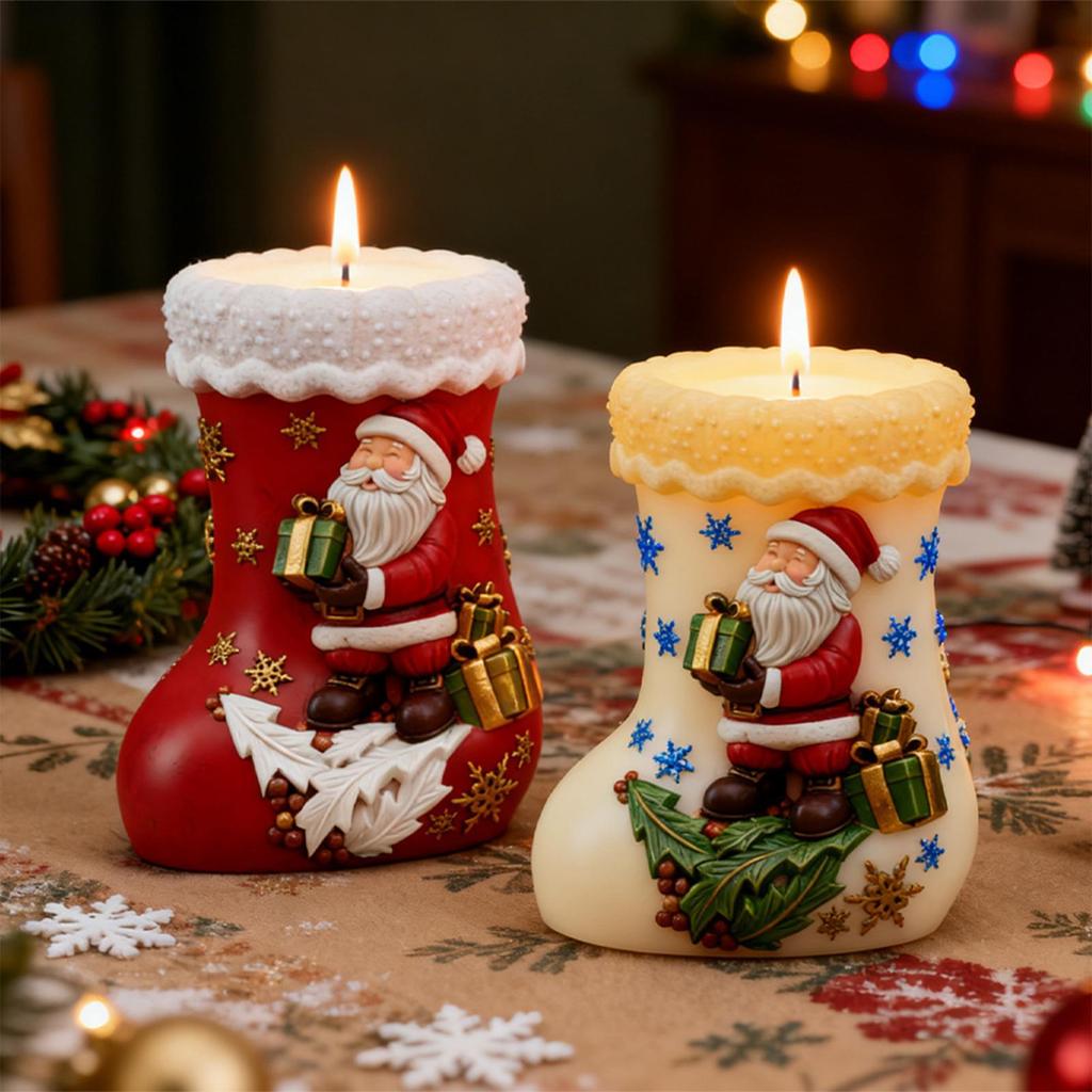 Santa Stocking Candle Mold Reusable Crafting Mould Christmas Stocking Shape Candle Mold For Children Beginners Boys Girls Home