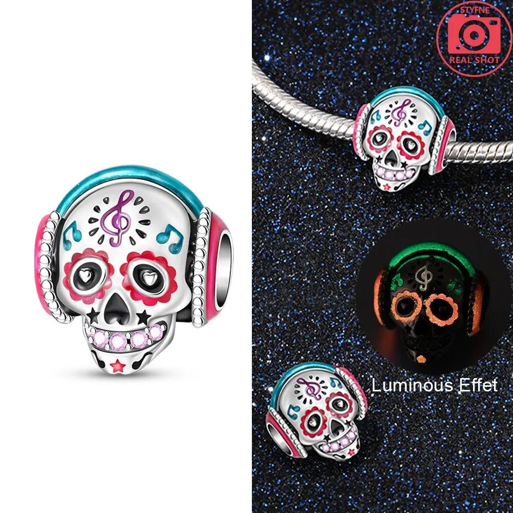 Halloween Skull Beads Silver Colors Charm Beads Fit Original Charms Bracelet Beads for Women Jewelry Making Gifts
