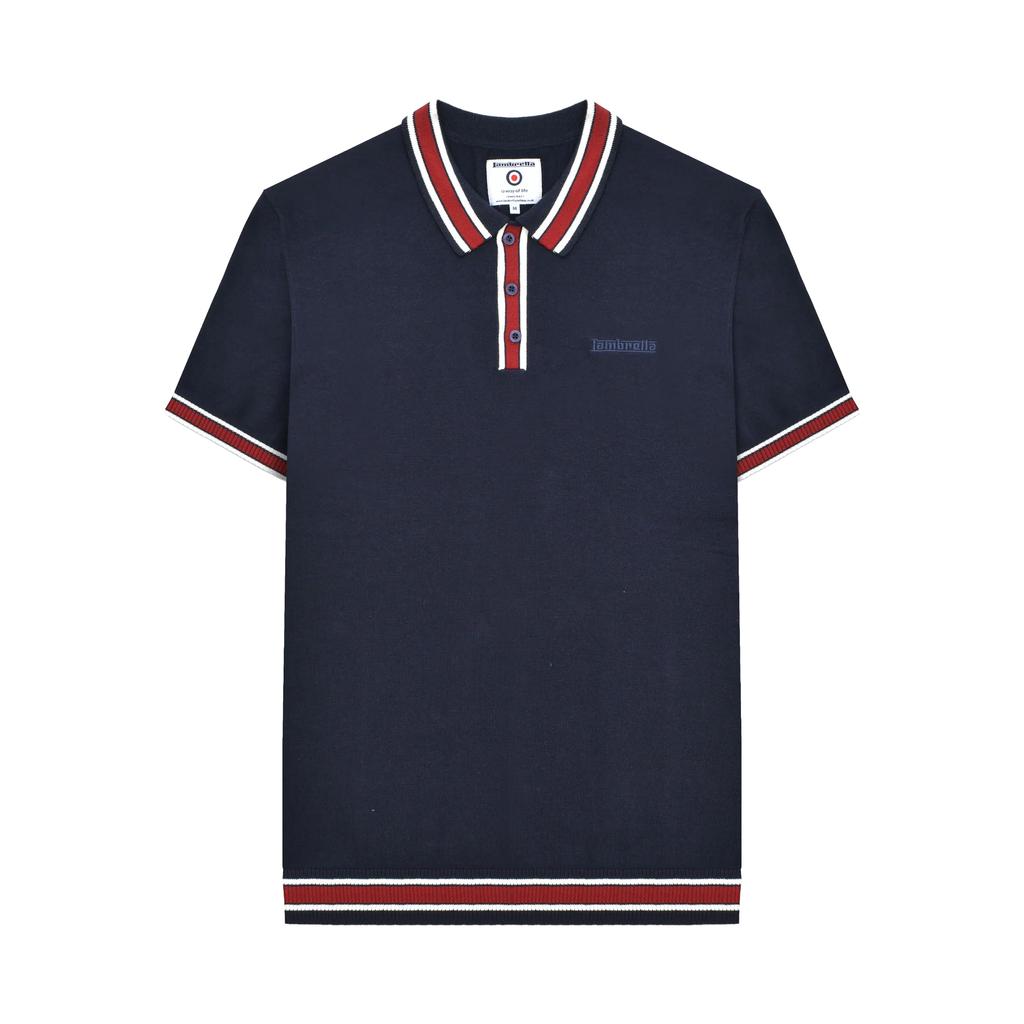 Lambretta Mens Valero Knitted Tipped Short-Sleeved Polo Shirt