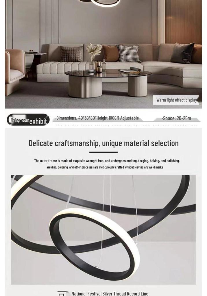 Personalized Nordic Style Minimalist Pendant Light for Living Room/Bedroom - Modern Circle Combination Design