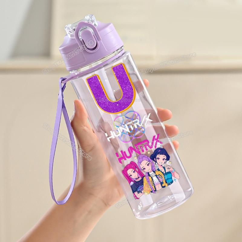 900ml KPop Łowcy Demonów List Butelka na Wodę Rumi Mira Zoey Dziewczęca Szkolna Kubek na Napoje Duża Pojemność Dziecięca Sportowa Outdoorowa Butelka ze Słomką