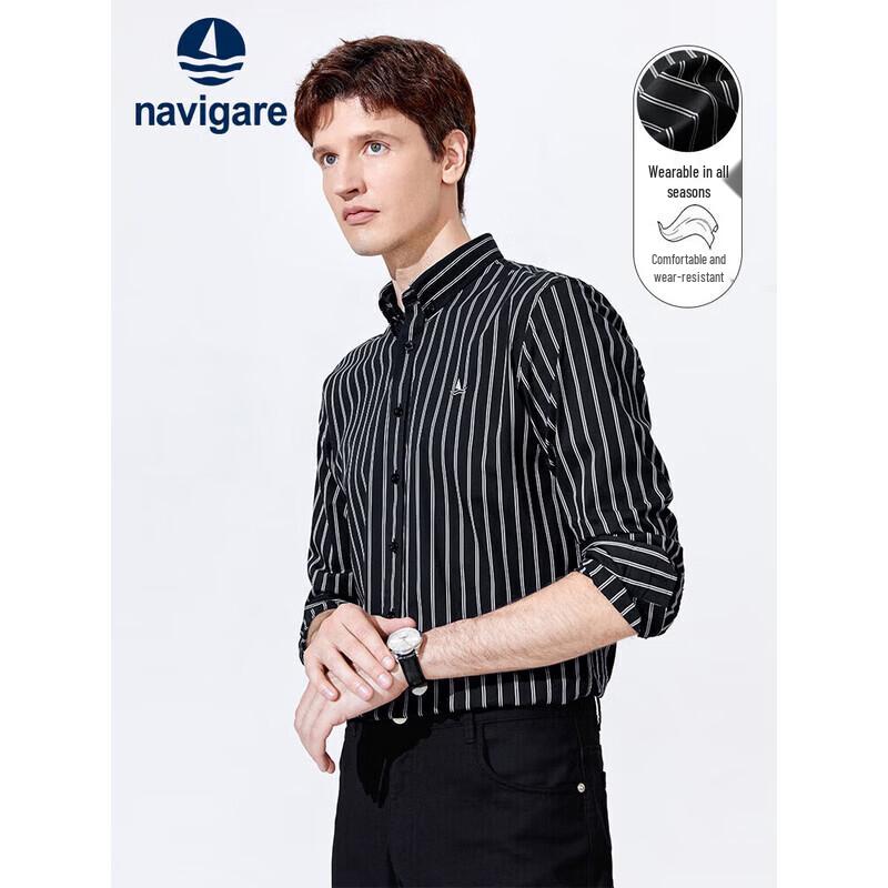 Navigare Men's Striped Long-Sleeve Casual Shirt