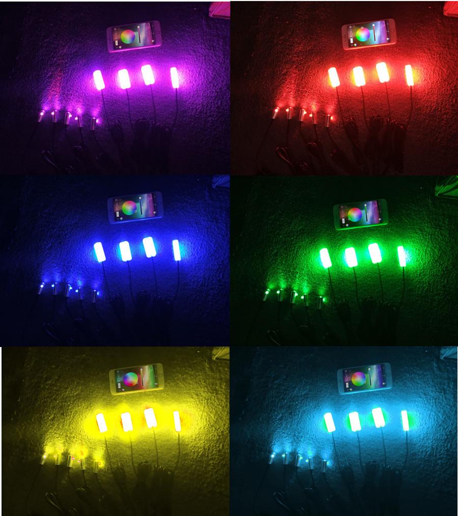 9 in 1 RGB LED Optical Strip Light Bluetooth App Control 12V Car Styling