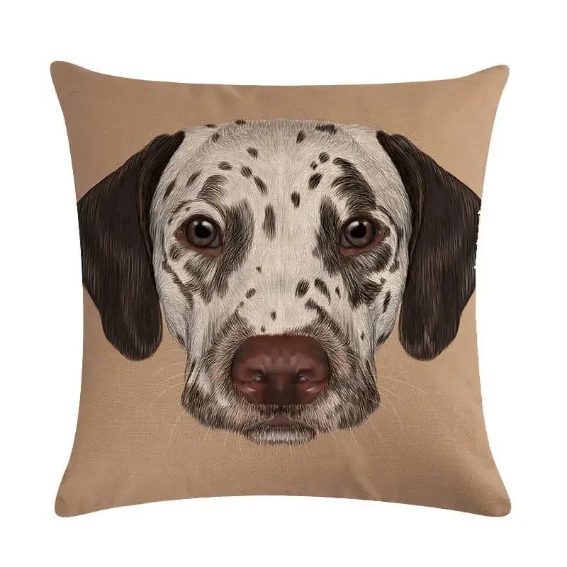 Cute Dog Cushion Cover Cartoon Pet Linen Pillow Cover Office Sofa Home Decoration Pillow Cover 45*45Cm
