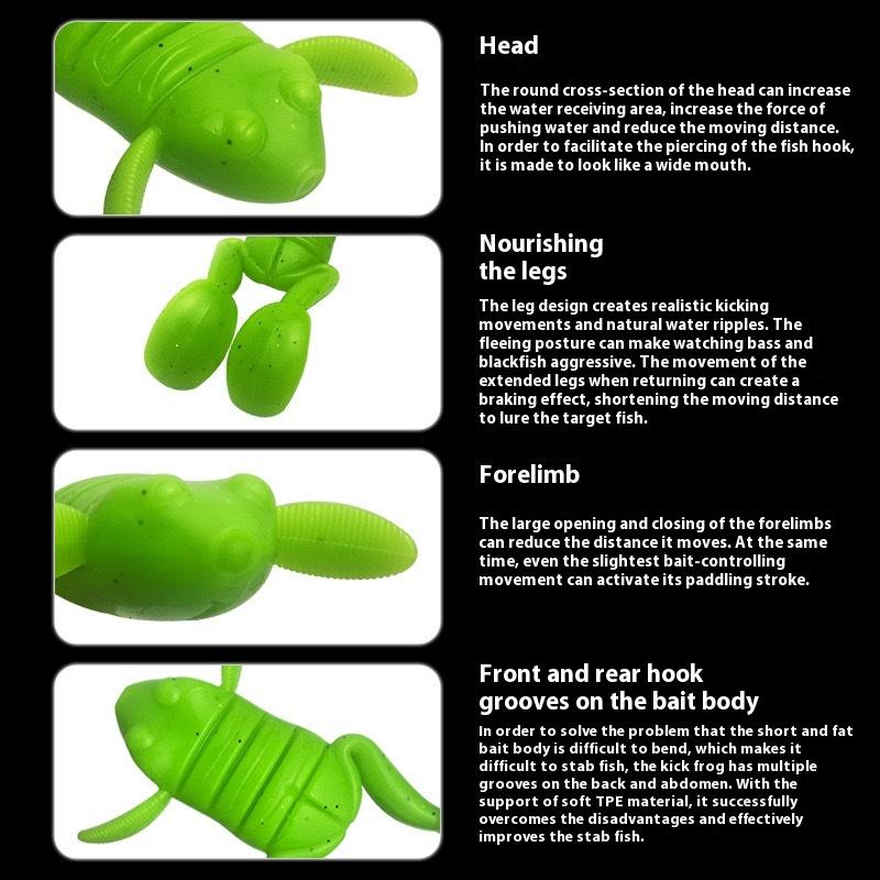 5Pcs/Set Lure Bait 10G/Piece Water Surface Kick Frog Fake Bait High Simulation Tpe Frog Soft Bait Frog-Like Stance Lure