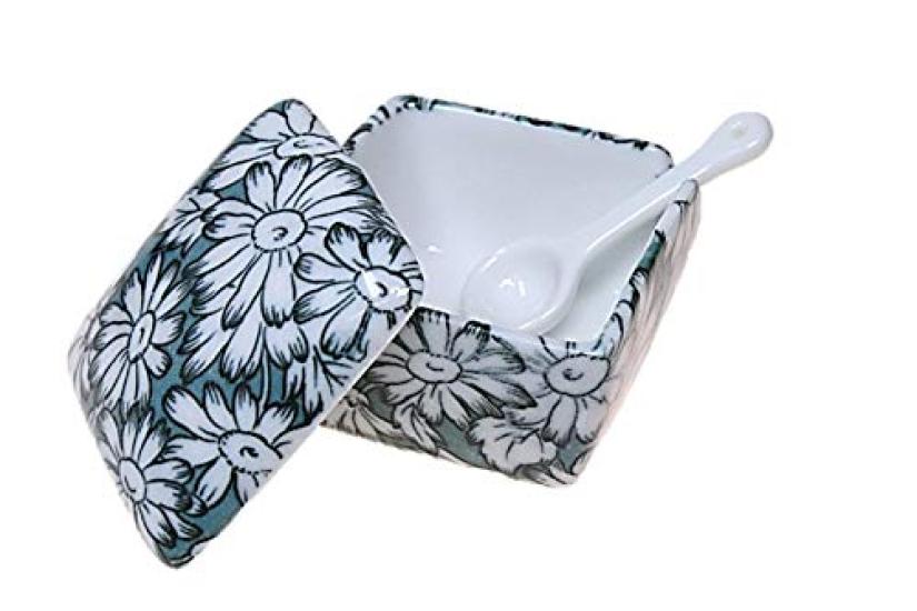 Margaret Green Condiment Made in with Condiment Container with Commercial ACSWEBSHOP Original Container, Japan, Ceramic, Spoon, Ichimi, Salt, Sansho,