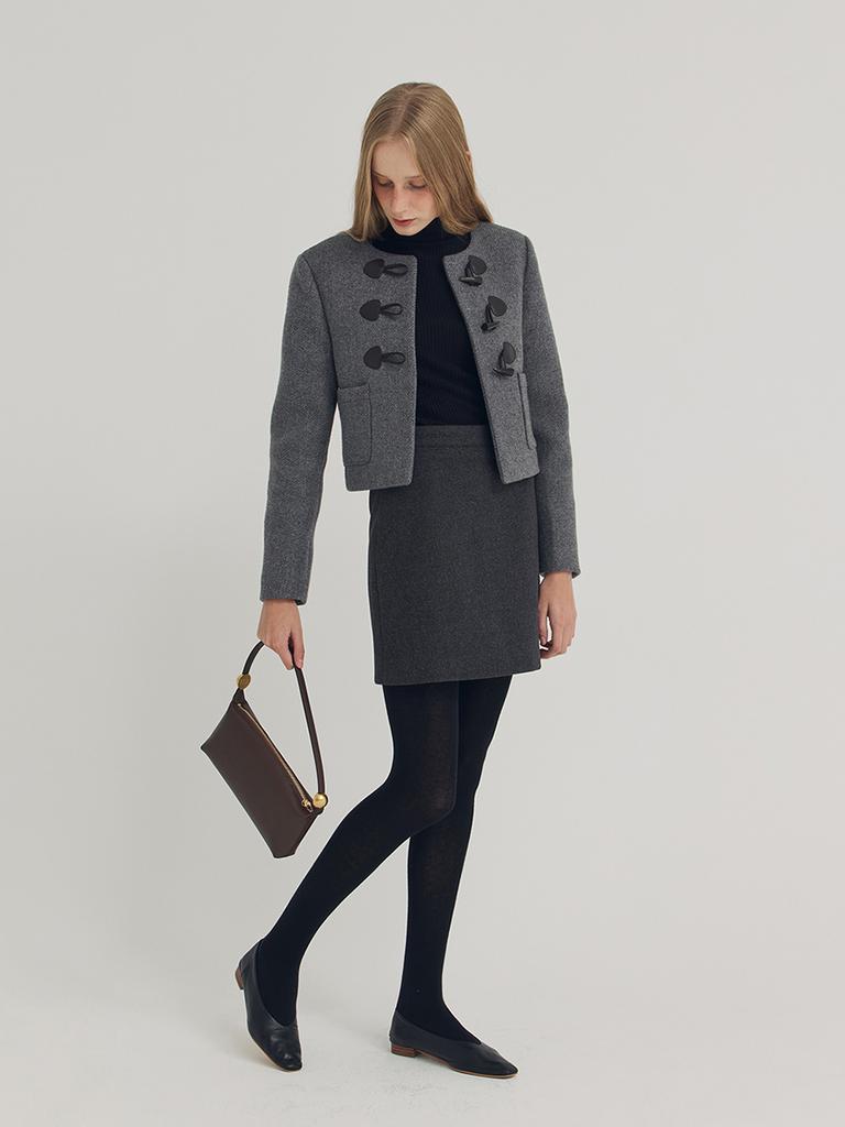 Leusejiem Tencel Wool Mini Skirt - Charcoal