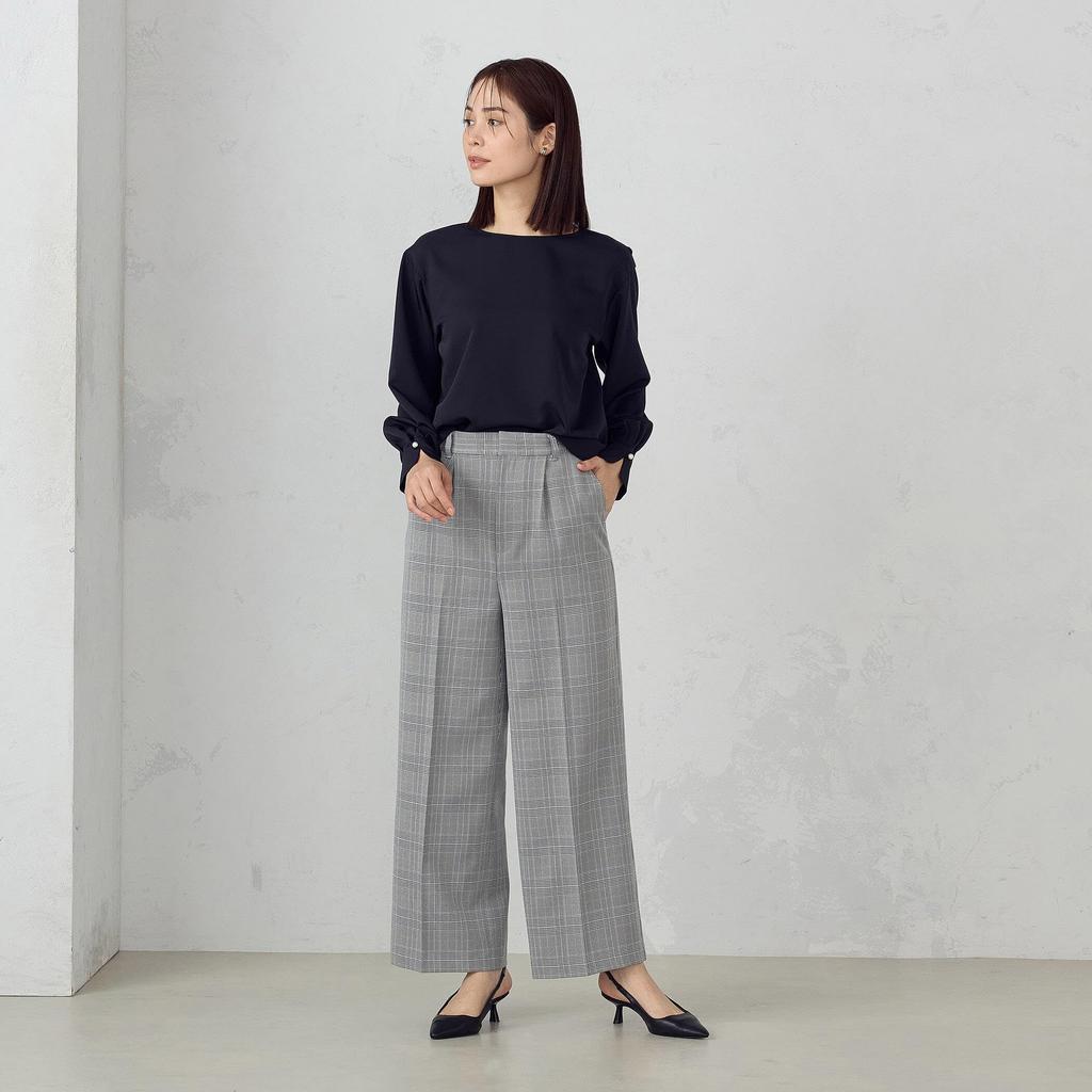 Comme Ca Ism Glen Check Wide Size Size S Pants, 38-52PK51-205, Gray,