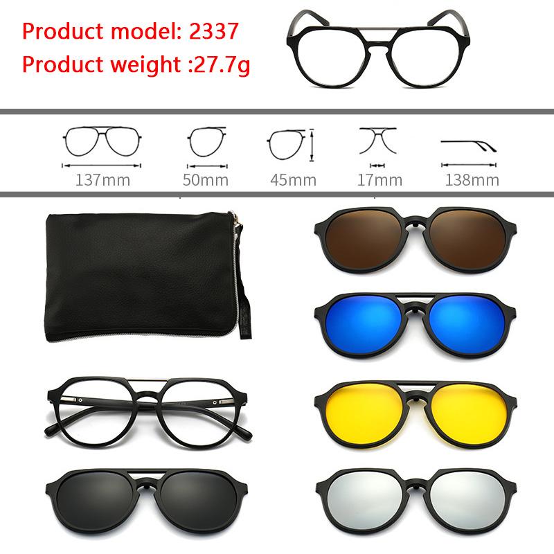 6 In 1 Polarized Sunglasses Men Women Magnetic Clip On Glasses  Optical Prescription Eyeglass Frames Magnet Clips
