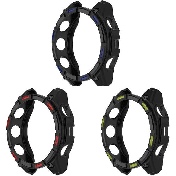 3 Pack 3 Colors Watch Case Compatible for Garmin Fenix 8 51MM Solar TPU Protector Protective Cover Coverage Bumper.(51MM Solar)