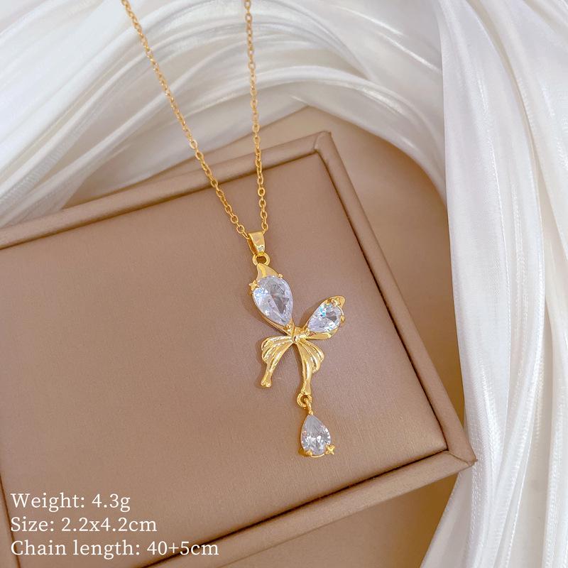 Copper Micro-Inlaid Necklace Women'S Copper Micro-Inlaid Real Gold Electroplating Simple And Exquisite Collarbone Chain Neck Chain