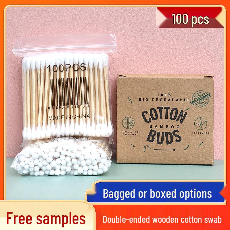 Dual-Headed Wooden Cotton Swabs - Multipurpose Cleaning & Ear Care