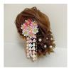 Pink Tsumami Zaiku Hair Ornaments with Pearl Pins, Japanese Traditional Hair Accessories for Shichi-Go-San, Kimono, Hakama, Head Dress, Hair