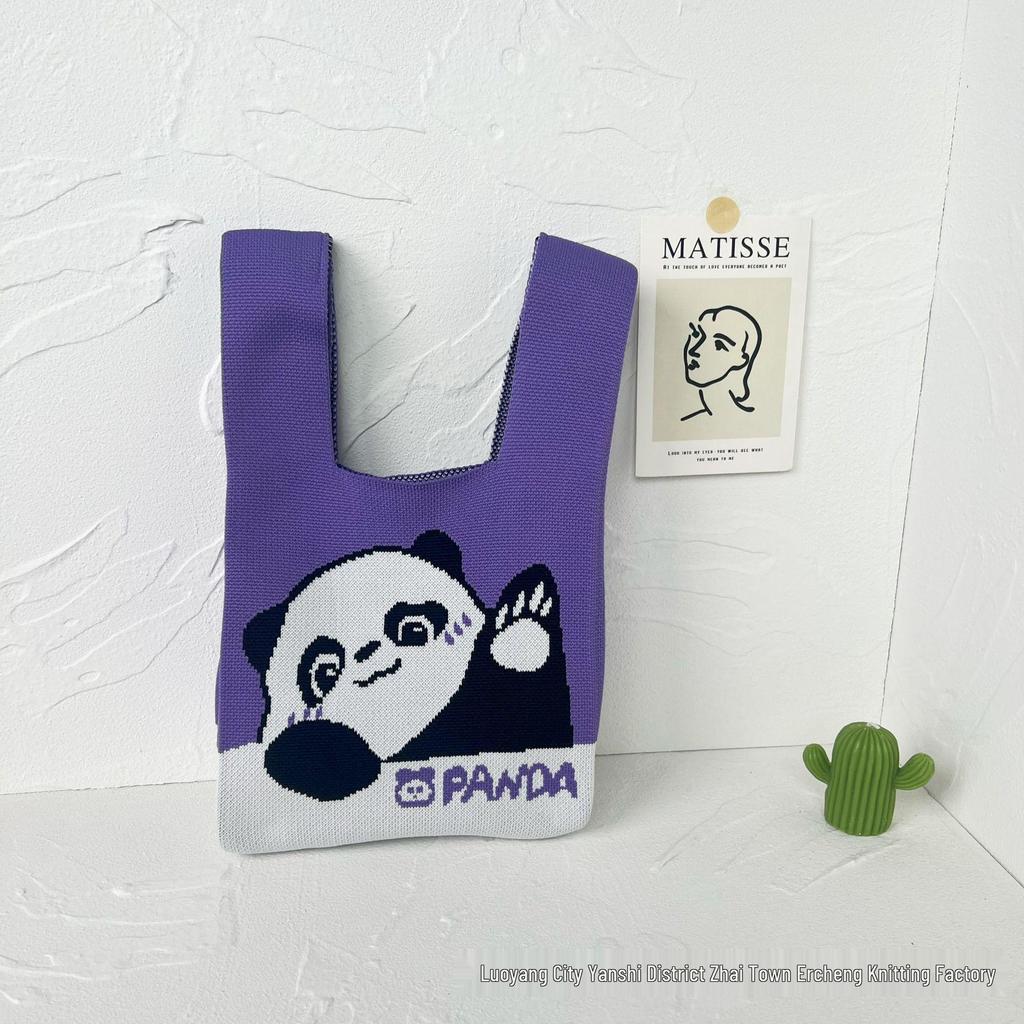 Panda Knit Women's Cross-Border Wrist Tote Handbag