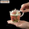 180ML Ölmalerei Stil Rose Whisper Teekanne Vintage Teeaufgusskanne Teezubereitungskessel mit Sieb Teeartikel Ornamente Handwerk