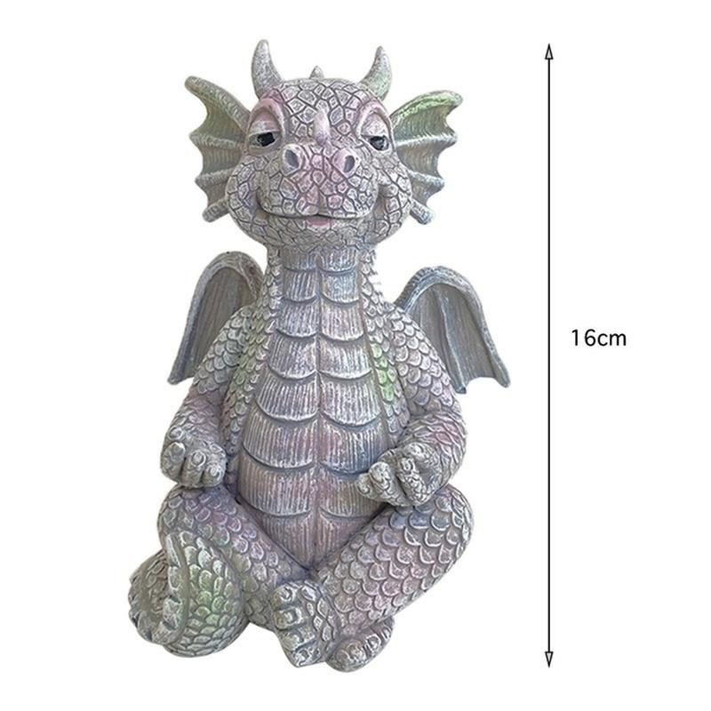 Xiaomi 2026 Dragon Meditation Statue Led Lighting Resin Ornament Dinosaur Shape Sculpture Outdoor Yard Decoration Garden Statue