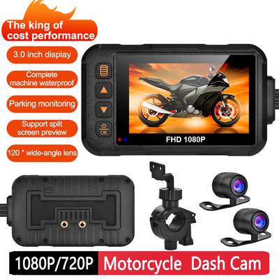 3 Inch Universal Motorcycle DVR HD 1080P/720P Front Rear View Motorcycle Driving Recorder IP65 Waterproof Dash Cam GPS Navigatio