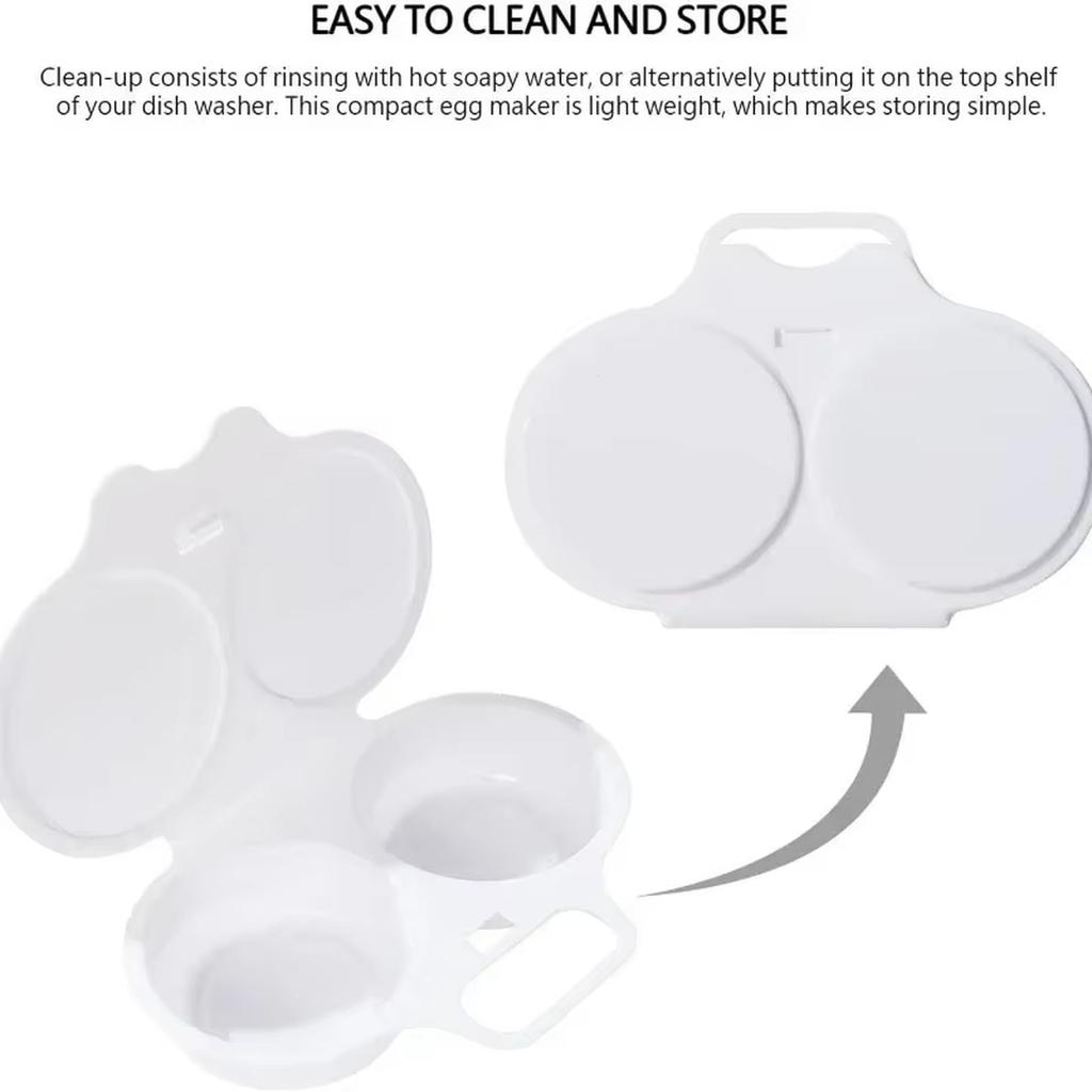 Microwave Egg Steamer Box 2-Cell Plastic Egg Cooker Heat Resistant Easy Clean Creative Kitchen Gadget