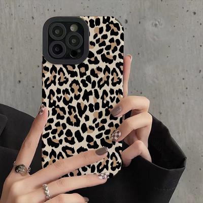 Creative Leopard Cow Silicone Leather Case For iPhone 15 14 13 Pro Max 11 12 Mini SE 7 8 Plus X XR XS MAX Soft Shockproof Cover