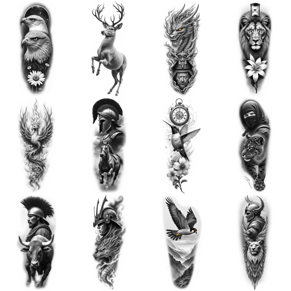 12 Stück Temporäre Tattoos Realistische Temporäre Tattoos Blumen Kolibri Uhr Für Erwachsene Arm Oberschenkel