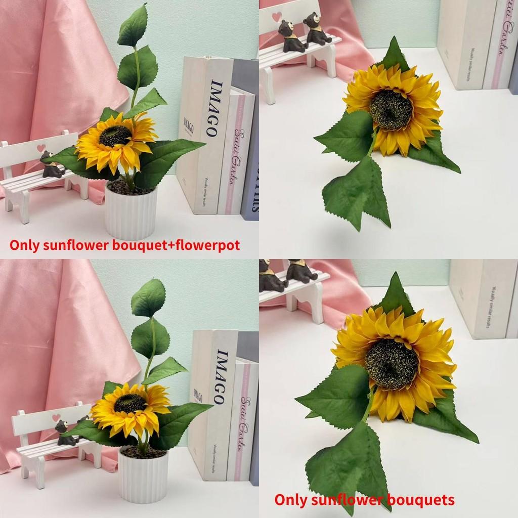 Sunflower Artificial Plant With Rain Flower Stones For Home Decor And Wedding Centerpieces