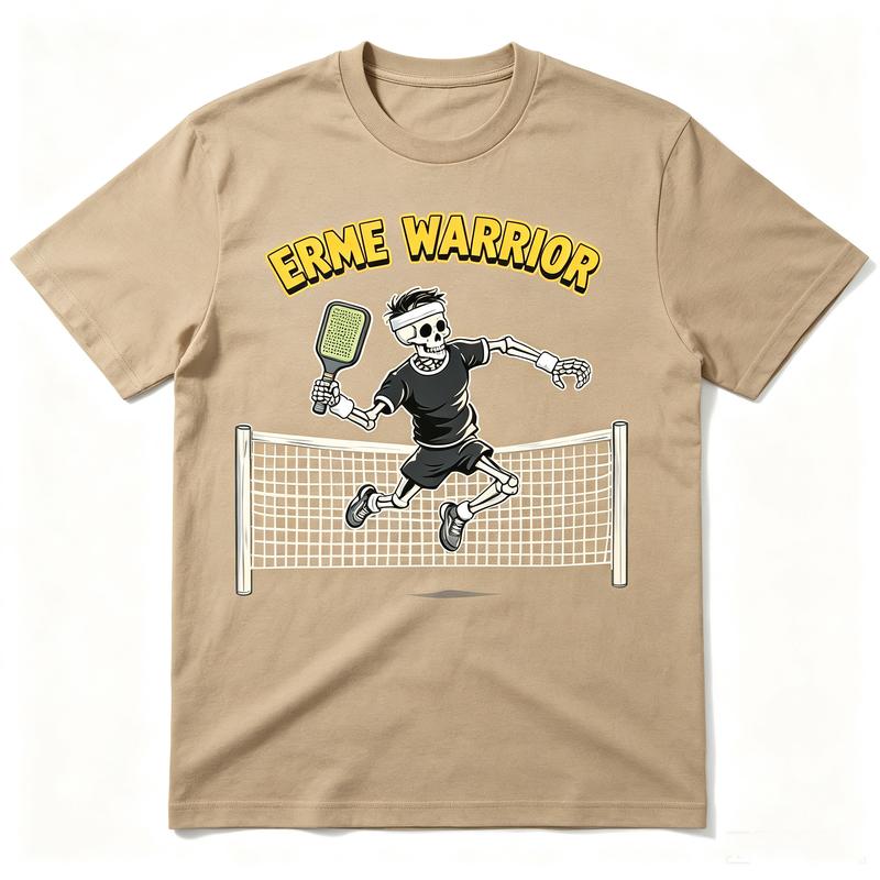 Erme Warrior Skeleton Pickleball TShirt Funny Sport Player Graphic Tee Casual Short Sleeve Shirt for Unisex Unisex Streetwear Lover
