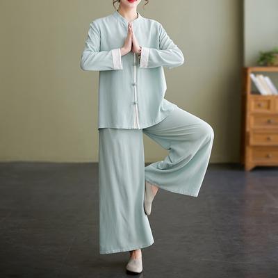Letné Tai Chi voľné tréningové oblečenie Zen dvojdielna súprava