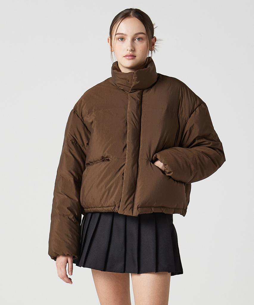 Awesome Studio Women'S Duck Down Short Padded Puffer Brown
