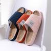 Fashion  Women Men Indoor Slipper Anti-slip Lovers House Floor Shoes Soft Ladies Summer Home Slides Breathable Flax Slippers 44