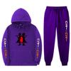 Mens Winter Warm Hooded Sweatshirt Pants Set Anime Inspired Casual Tracksuit Cotton Blend Thick Fleece Lined
