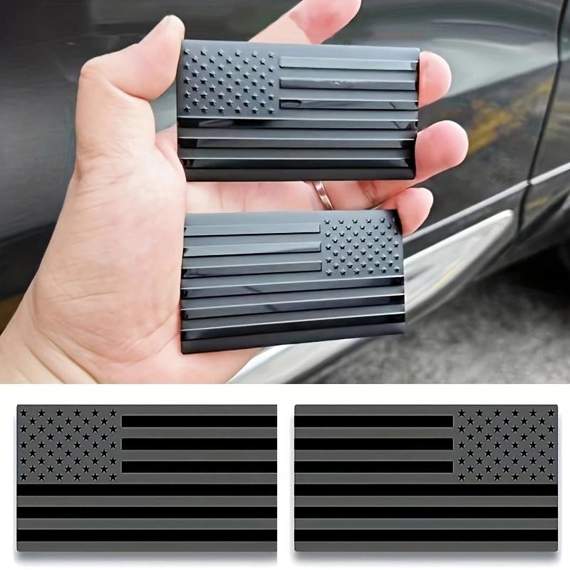 2 Stück Kleine Mattschwarze Amerikanische Flagge Aufkleber Decal für Auto 3D US Amerikanische Flagge Emblem Decals für LKW für LKW Auto Motorrad