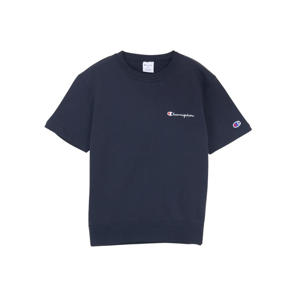 Champion Short Sleeve Crew Neck Sweatshirt Script Off Black Kids' (CK-B005), 100% Cotton, Logo,