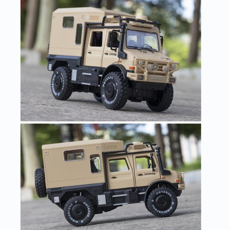 1:Model auta Benz Unimog v měřítku 28, Autíčko s tlakovým odléváním, Otevřené dveře, Světlo a zvuk, Chlapci Hračky Děti Dospělí Dárky